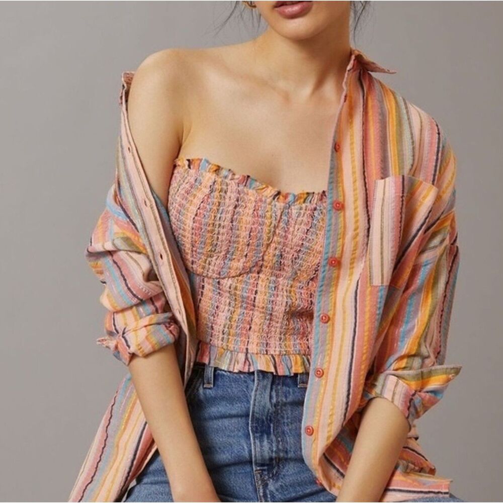 Anthropologie Pilcro Rainbow Smocked Tube Top